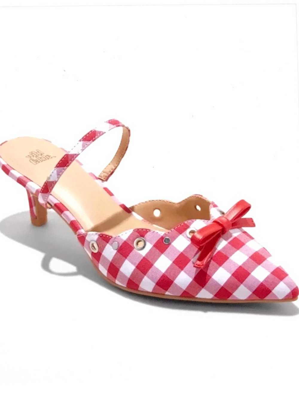 WILD FABLE  Lysandra Gingham Eyelet Kitten Heels Red White NWT